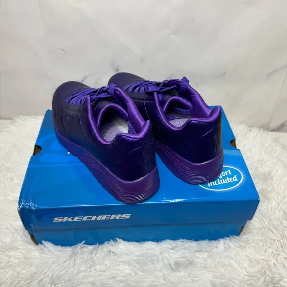BN with Box Skechers Women's Kid’s Purple Metallic Sneakers - Picture 5 of 6